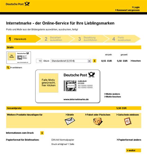 deutsche post online frankierung pakete.